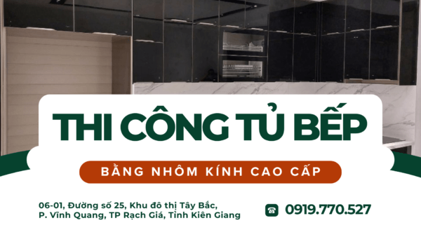 thi công tủ bếp bằng nhôm kính cao cấp