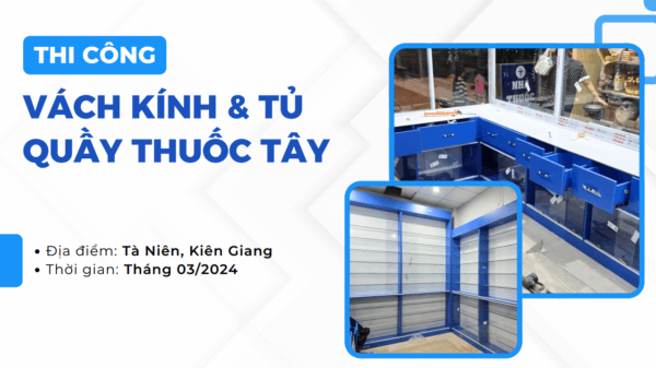 thi công vách kính và tủ quầy thuốc tây